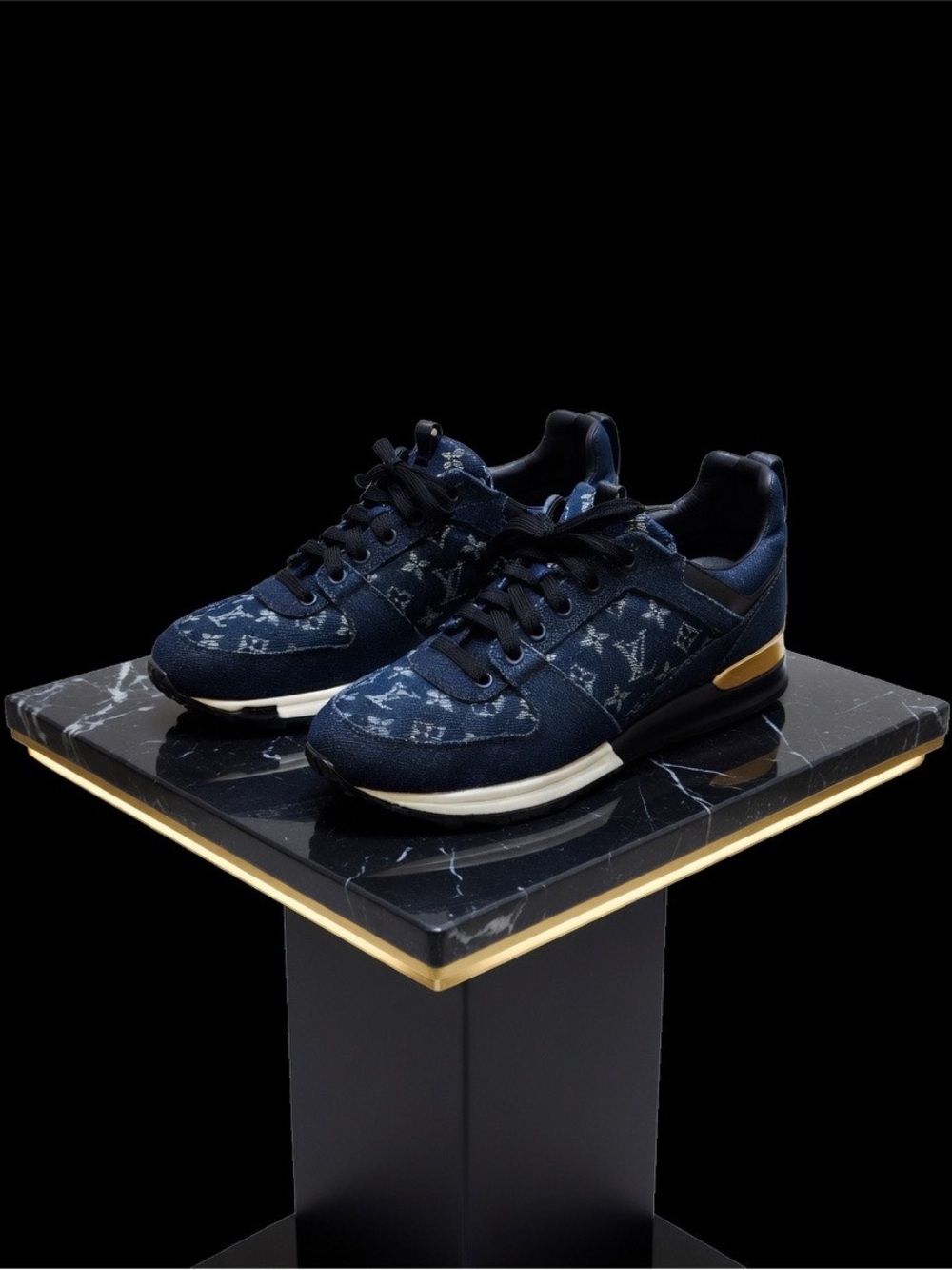 Louis Vuitton Run Away Sneaker Navy & White with gold